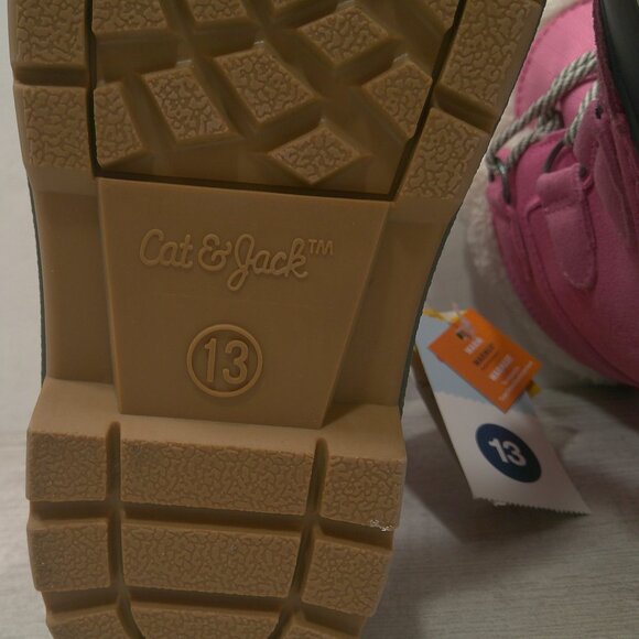 Cat & Jack Perfectly Pink & Gray Lace up Fur lined Snow Winter Boots Size 13 - Picture 10 of 10